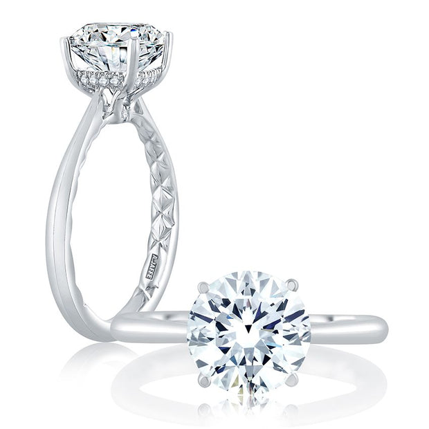 A. JAFFE - White Gold Solitaire Engagement Ring with Surprise Diamonds