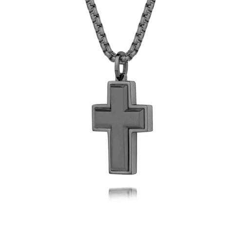 ITALGEM STEEL – GUNMETAL CROSS NECKLACE