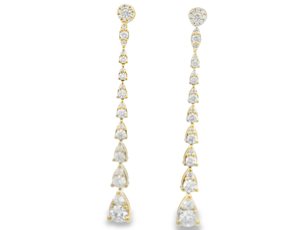 Diamond Pear Cluster Drop Earrings