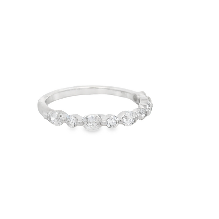 Alternating Shape Diamond Wedding Band - 2/3 Ct