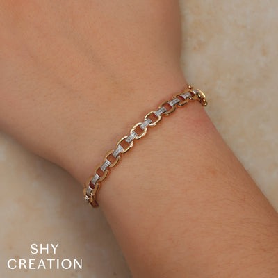 SHY CREATION - PAVE LINK DIAMOND BANGLE BRACELET