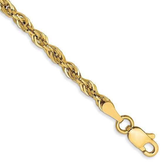 Yellow Gold 2.85mm Rope Chain Bracelet