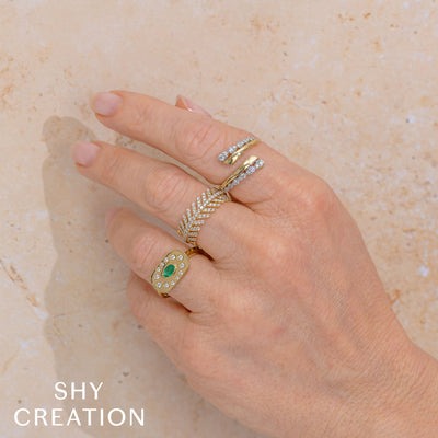 Shy Creation - Oval Emerald & Diamond Ring