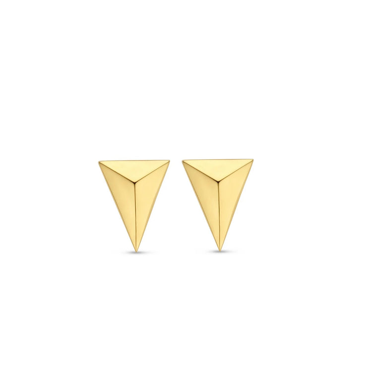 TI SENTO - GOLD PLATED 3D TRIANGLE STUD EARRINGS