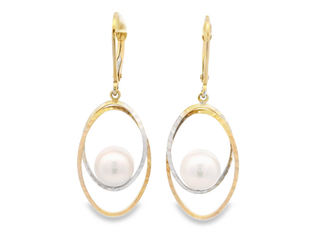 Two Tone Pearl Dangle Earrings