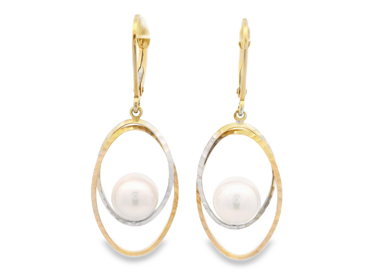Two Tone Pearl Dangle Earrings