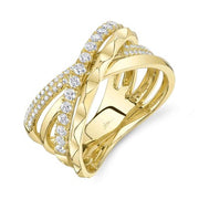 SHY CREATION - 4 ROW CRISS CROSS DIAMOND RING