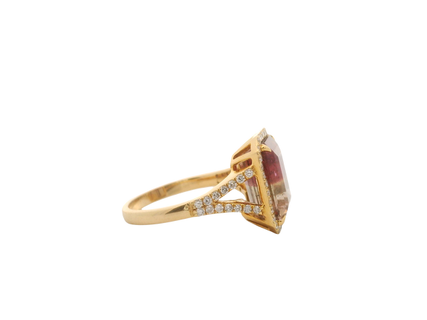 Bi Color Tourmaline & Diamond Ring
