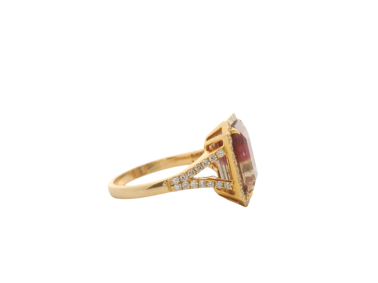 Bi Color Tourmaline & Diamond Ring