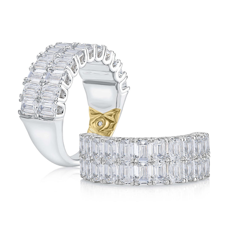 A. Jaffe- Sparkling Double Row Halfway Emerald Diamond Band