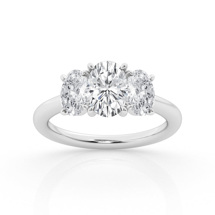 3 Stone Lab Grown Oval Diamond Engagement Ring