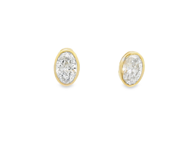 Diamond Stud Earrings - 2 Ct Ovals