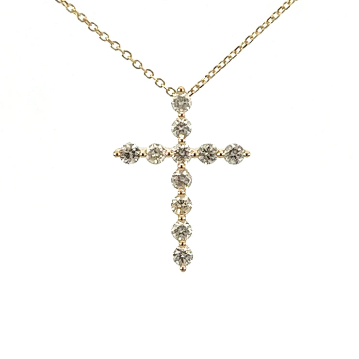 Single Shared Prong Cross Pendant Necklace