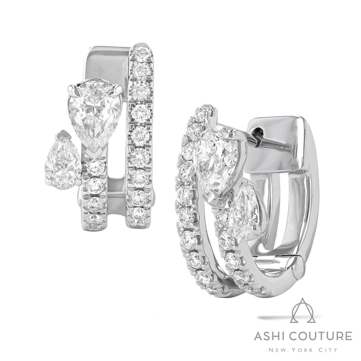 Couture Paradox Pear 2-Row Hoop Earrings