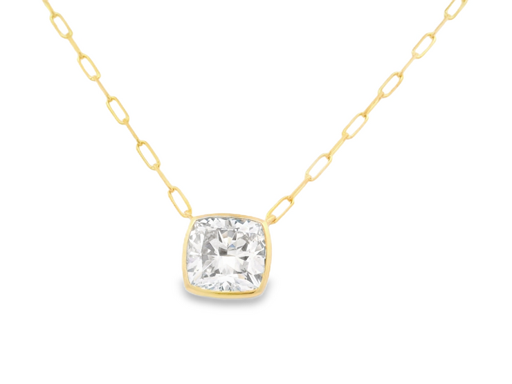 Diamond Solitaire Pendant - 2 2/3 Ct Cushion
