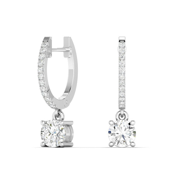 Round Diamond Dangle Earrings