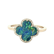 DILAMANI – BLACK OPAL & DIAMOND CLOVER RING