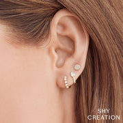 SHY CREATION - PEARL HUGGIE HOOP EARRINGS