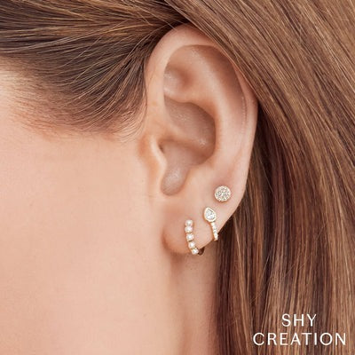 SHY CREATION - PEARL HUGGIE HOOP EARRINGS