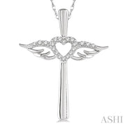 Ashi – Diamond Angel Wing Cross Pendant