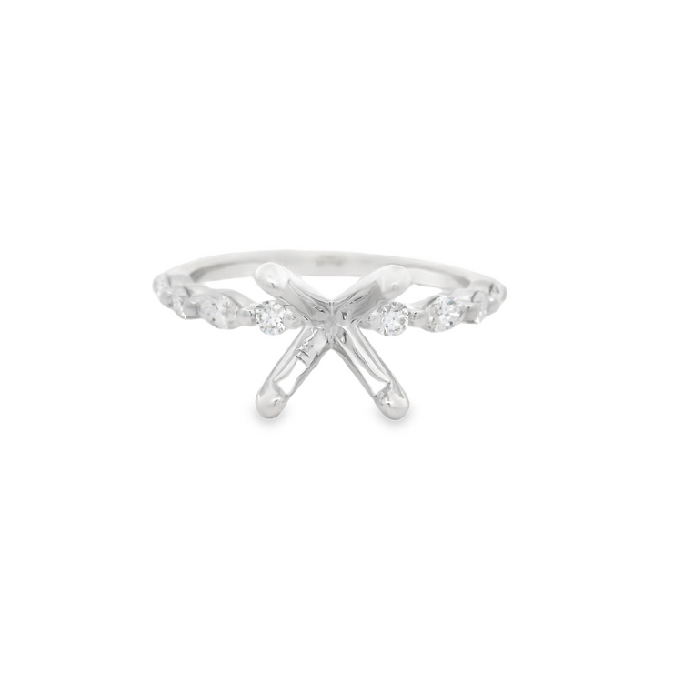 Alternating Shapes Diamond Engagement Ring Setting - 1/3 Ct