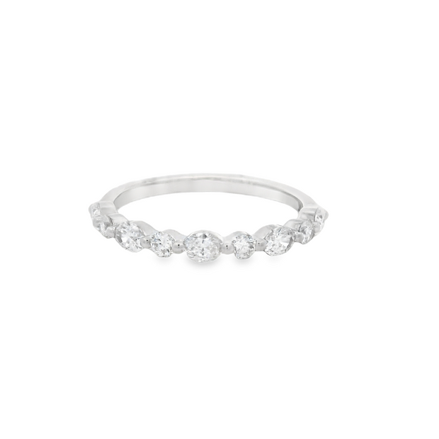 Alternating Shape Diamond Wedding Band - 3/4 Ct
