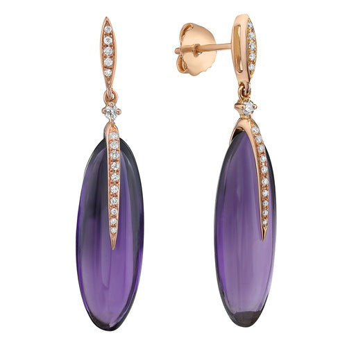 Amethyst & Diamond Dangle Earrings