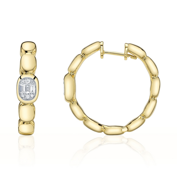 Shy Creation - Diamond Baguette Hoop Earring