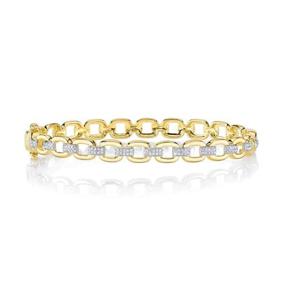 SHY CREATION - PAVE LINK DIAMOND BANGLE BRACELET