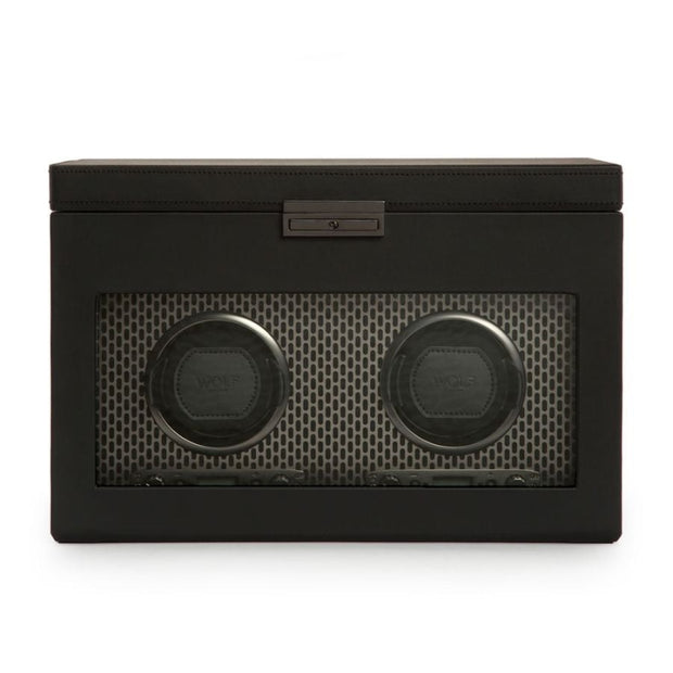 Wolf - Axis Double Watch Winder With Storage - Powder Coat