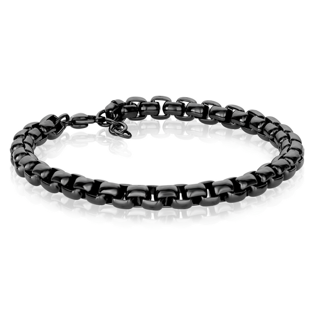 ITALGEM STEEL – GUNMETAL ROUND BOX CHAIN BRACELET