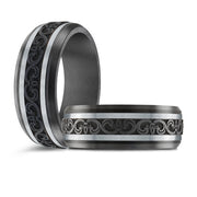 BLACK ZIRCONIUM, GOLD & CARBON FIBER MARDINI WEDDING BAND
