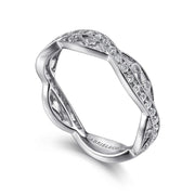 GABRIEL & CO - White Gold Twisted Filigree Diamond Stackable Ring