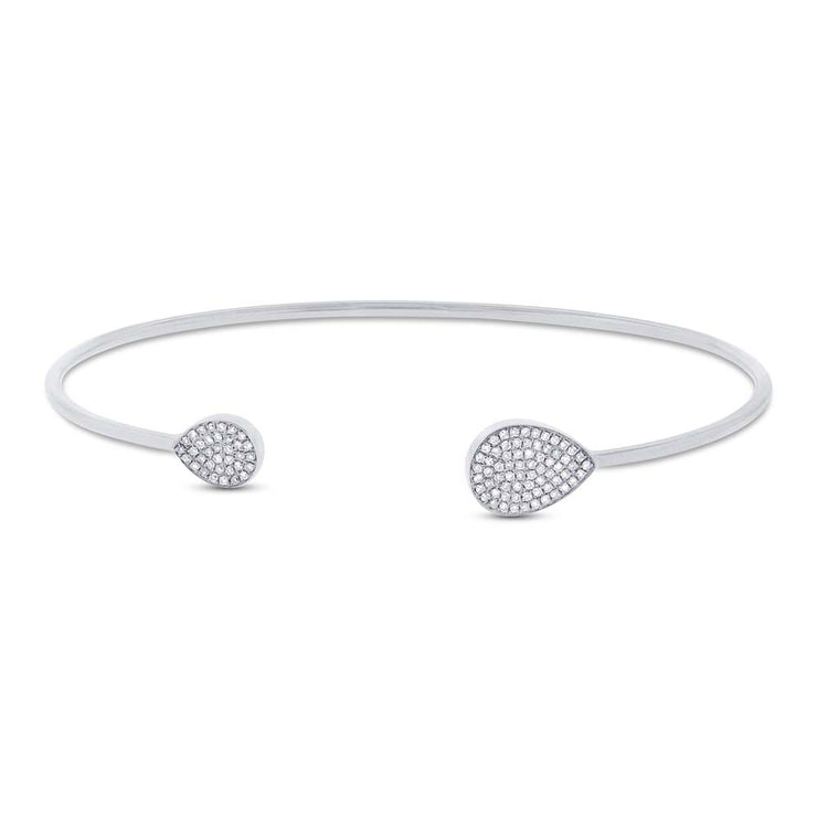 Shy Creation - Pave Pear Open Bangle Bracelet