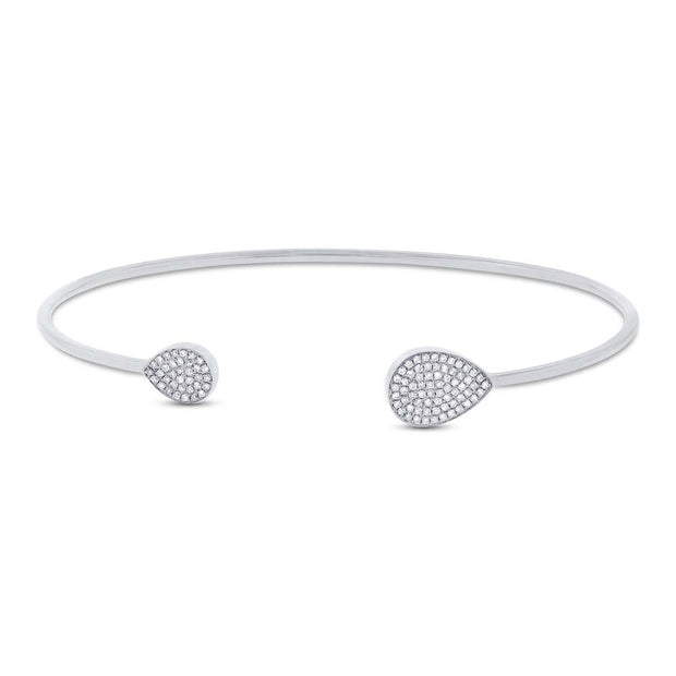 Shy Creation - Pave Pear Open Bangle Bracelet