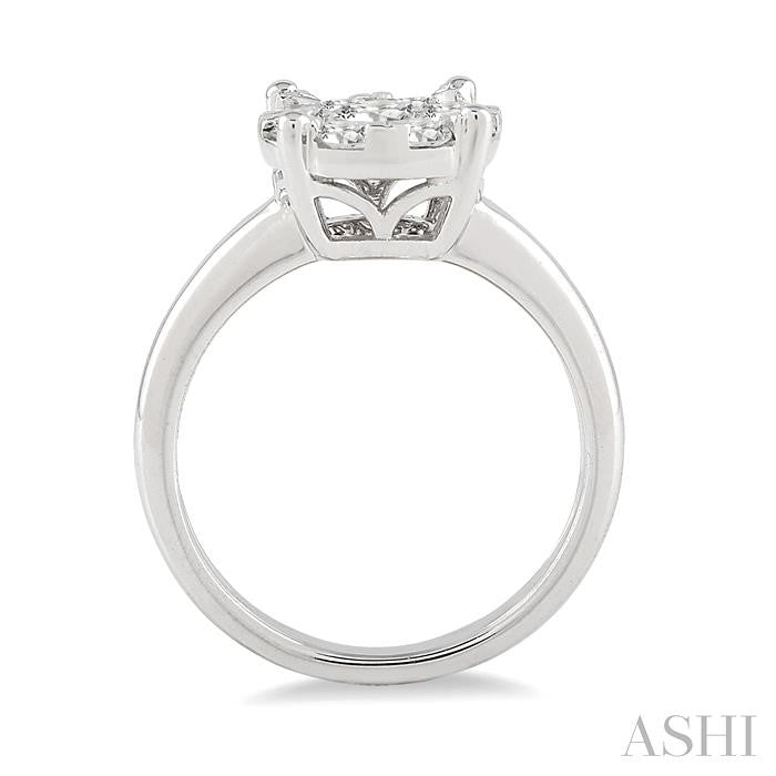 ASHI - DIAMOND CLUSTER ENGAGEMENT RING - 0.75 TCW