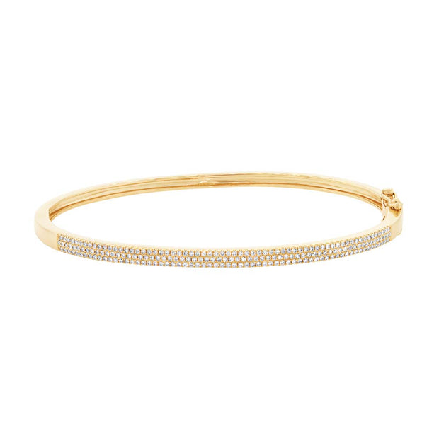 SHY CREATION- YELLOW GOLD DIAMOND PAVE BANGLE