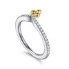 Alloy White and Yellow Plated Bujukan Clover And Cubic Zirconia Smart Ring Enhancer With 28=0.25ctw Round CZ's