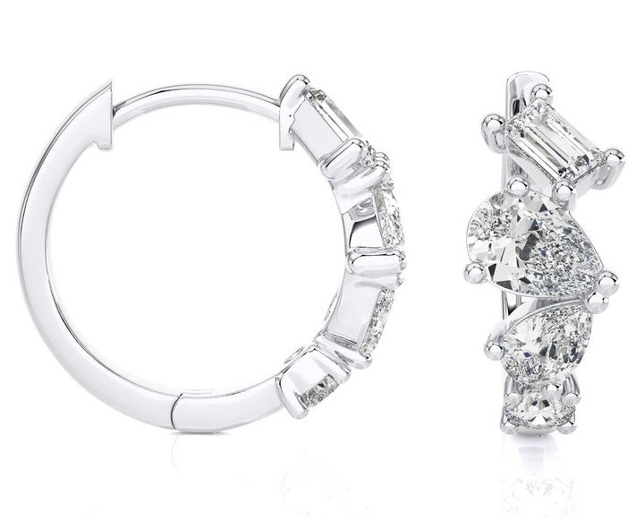 Multi Shape Diamond Hoop Earrings