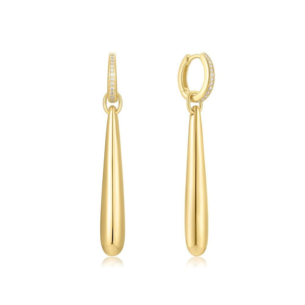 Ania Haie - Gold Teardrop Dangle Hoop Earrings
