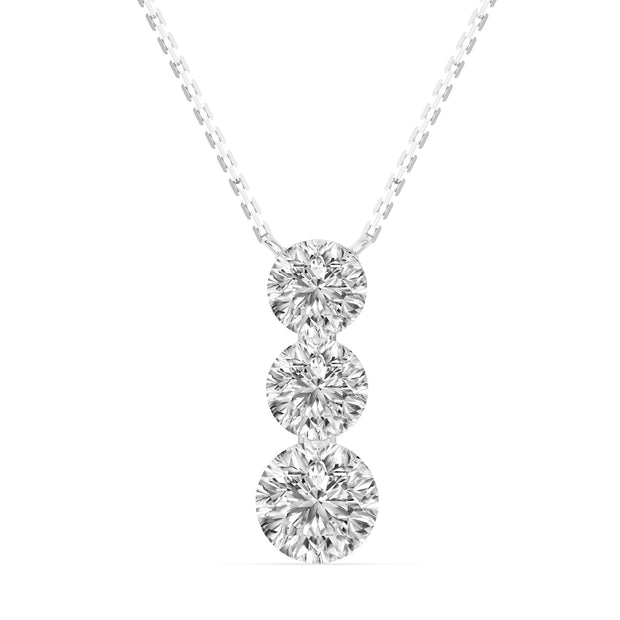 Bare Brilliance White Gold 3 Stone Lab Grown Diamond Necklace