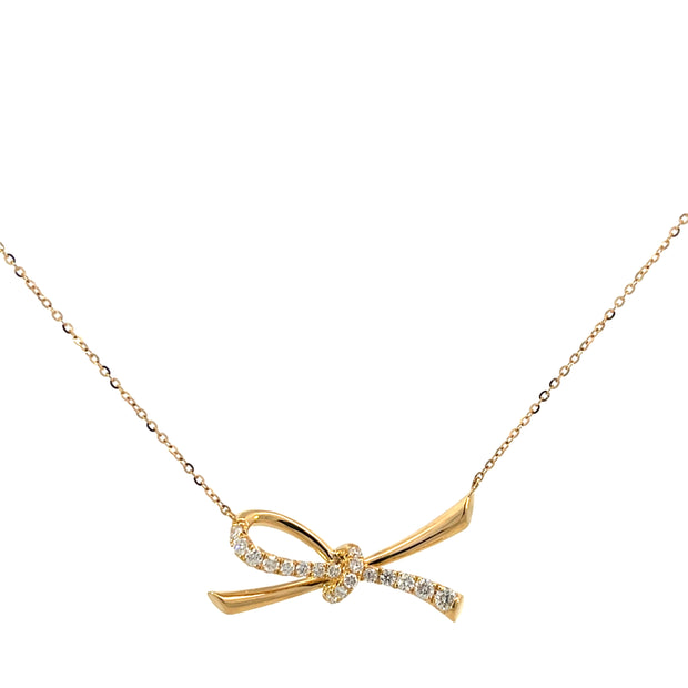 Prong Set Diamond Bow Necklace Pendant