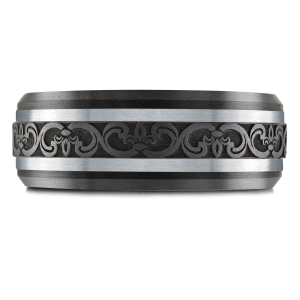 BLACK ZIRCONIUM, GOLD & CARBON FIBER MARDINI WEDDING BAND