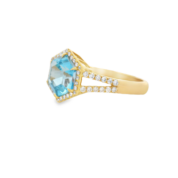 Blue Topaz & Diamond Ring