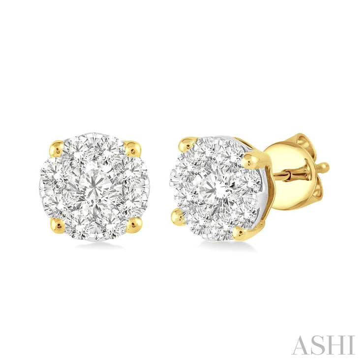 Ashi - "Lovebright" Diamond Cluster Stud Earrings - 1/2 Ct