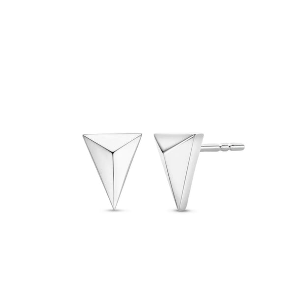 TI SENTO - White Sterling Silver 3 D Triangle Shaped Post Earrings
