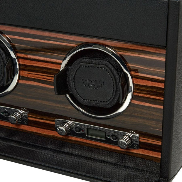 Wolf - Roadster Triple Watch Winder With Storage - Black