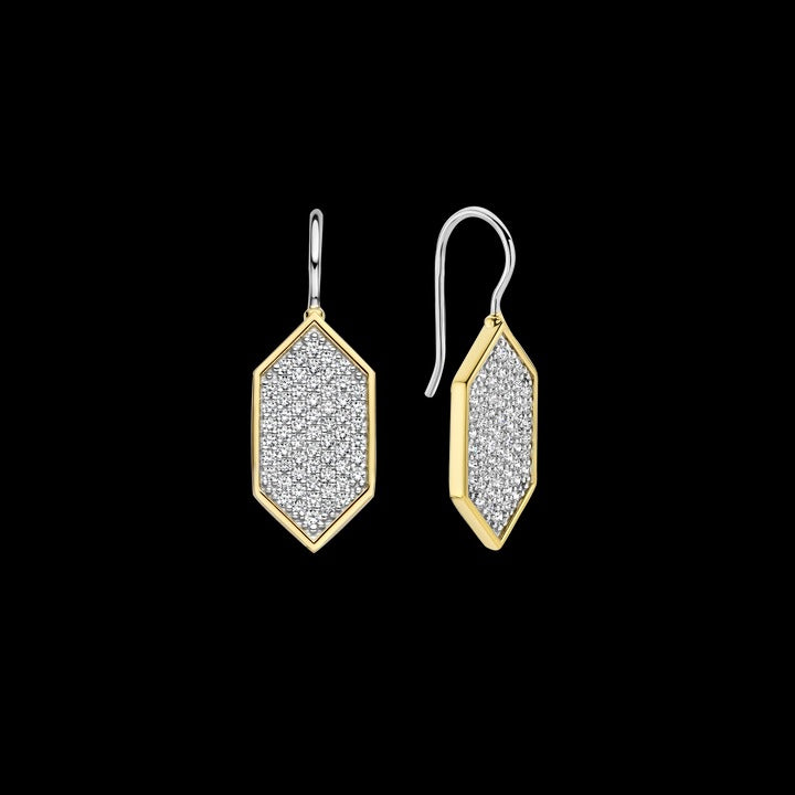 TI SENTO – CUBIC ZIRCONIA HEXAGON EARRINGS