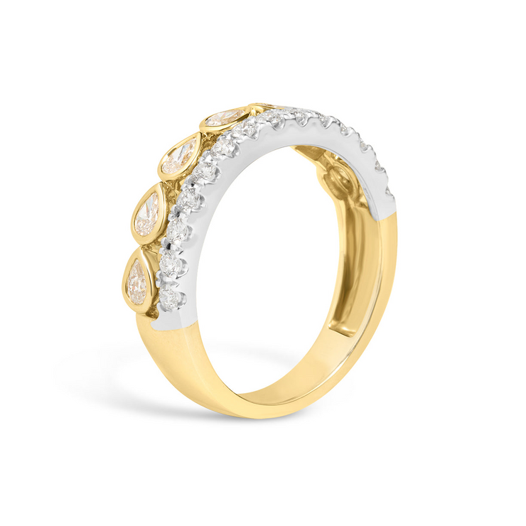 Diamond Pear & Round Wide Fashion Ring