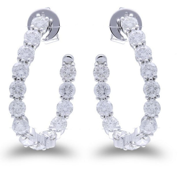 Open Oval Diamond In & Out Hoop Earrings